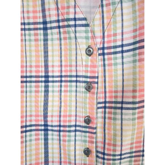 Vintage 90's Pastel Plaid Cotton Vest / Sz M / Button Up Grunge Punk Retro - Picture 8 of 9